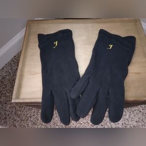 Land's End Monogrammed Letter J Black Gloves Sz. L